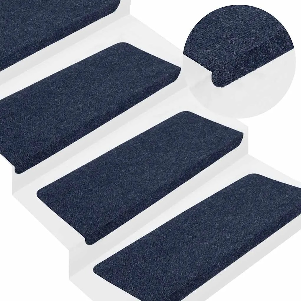 vidaXL Covorașe scară autoadezive 30 buc Albastru 65x24,5x3,5 cm