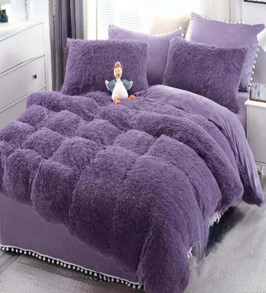 Lenjerie de pat 2 persoane, super pufoasa, Cocolino, mov, 6 piese, LLJ-12