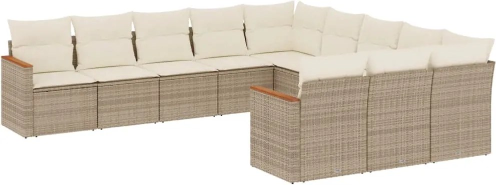 vidaXL Set canapele de grădină cu perne, 11 piese, bej, poliratan