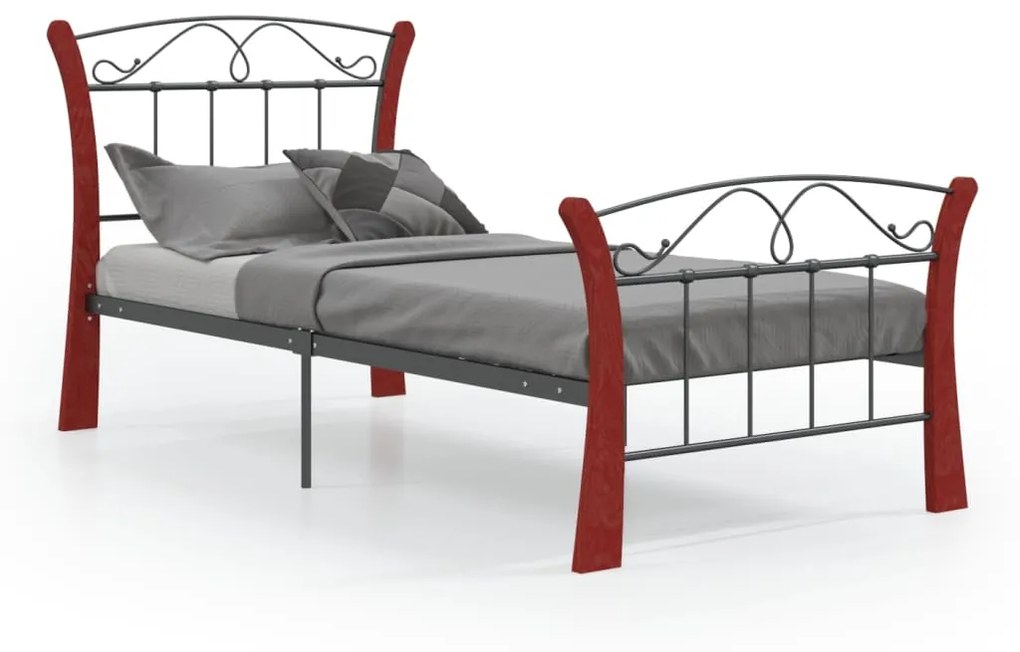 Cadru de pat, negru, 90x200 cm, metal 90 x 200 cm