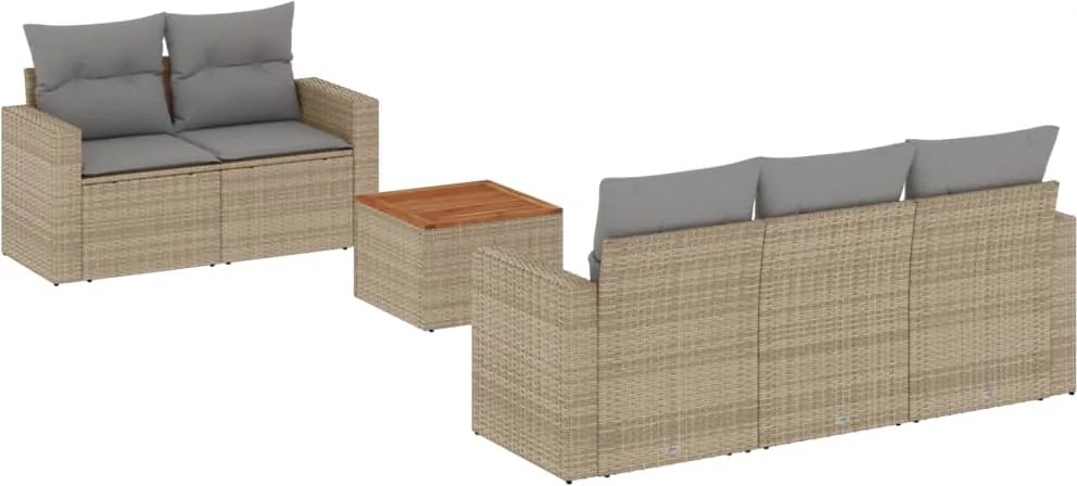 vidaXL Set canapele de grădină cu perne, 6 piese, bej, poliratan