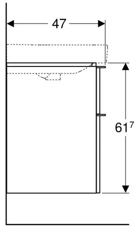 Dulap baza pentru lavoar suspendat Geberit Smyle Square 2 sertare 59 cm