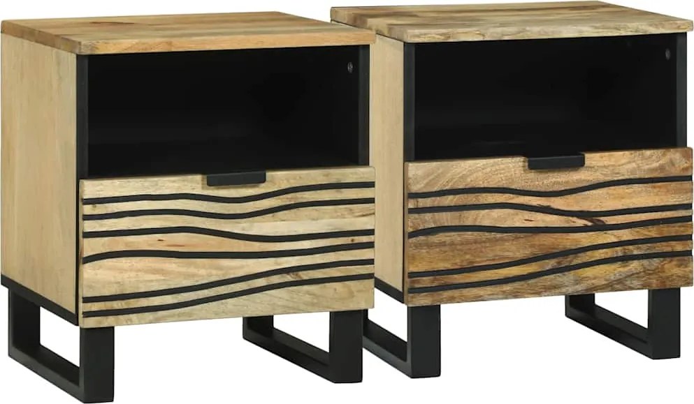 vidaXL Dulap de noapte 2 pcs Maro 40 x 33 x 46 cm Lemn masiv de acacia