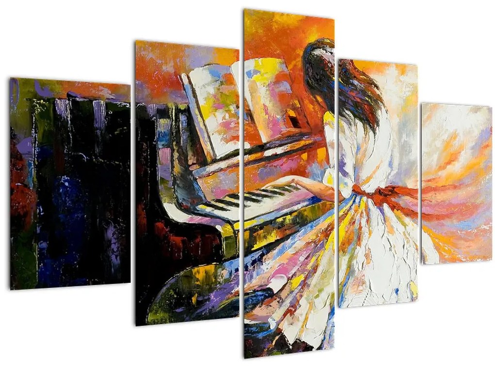Tablou - Femeia cântând la pian (150x105 cm)