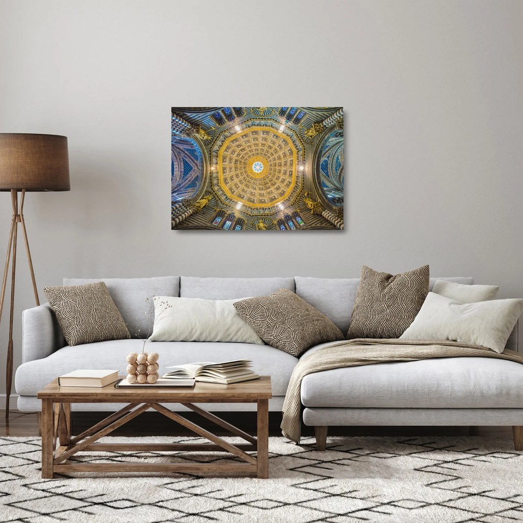 Tablou pe sticlă cu tavanul bisericii Siena (70x50 cm)