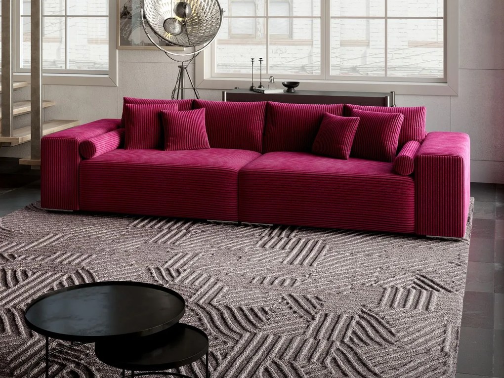Canapea extensibilă dumonde cu ladă de depozitare si sezut confortabil din spuma high-density, Marbela Zoom Red XXL 295x100 cm