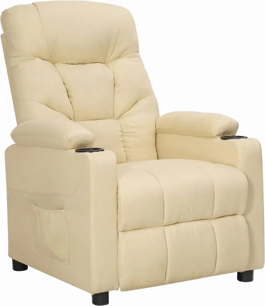 vidaXL Fotoliu rabatabil, crem, material textil