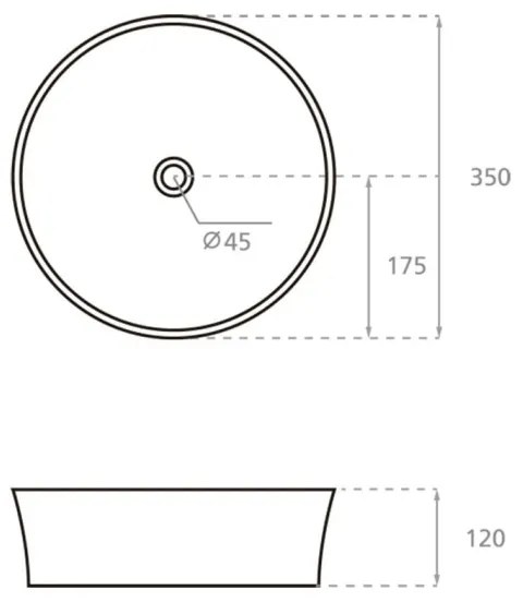 Bathco 4086 - Lavoar VOLTA pe blat Ø 35 cm, porțelan/alb
