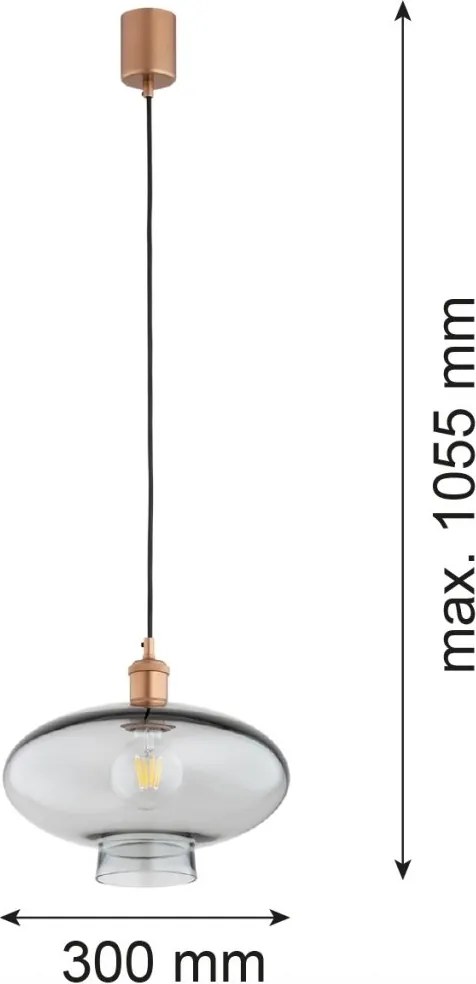 Lustra/pendul design decorativ TRESCO cupru/fumuriu