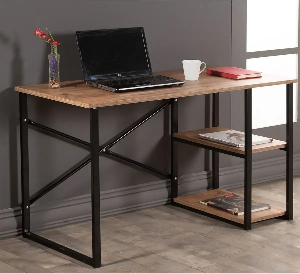 resigilat:Birou cu rafturi metal Colbin Homs, 120x70x60 cm