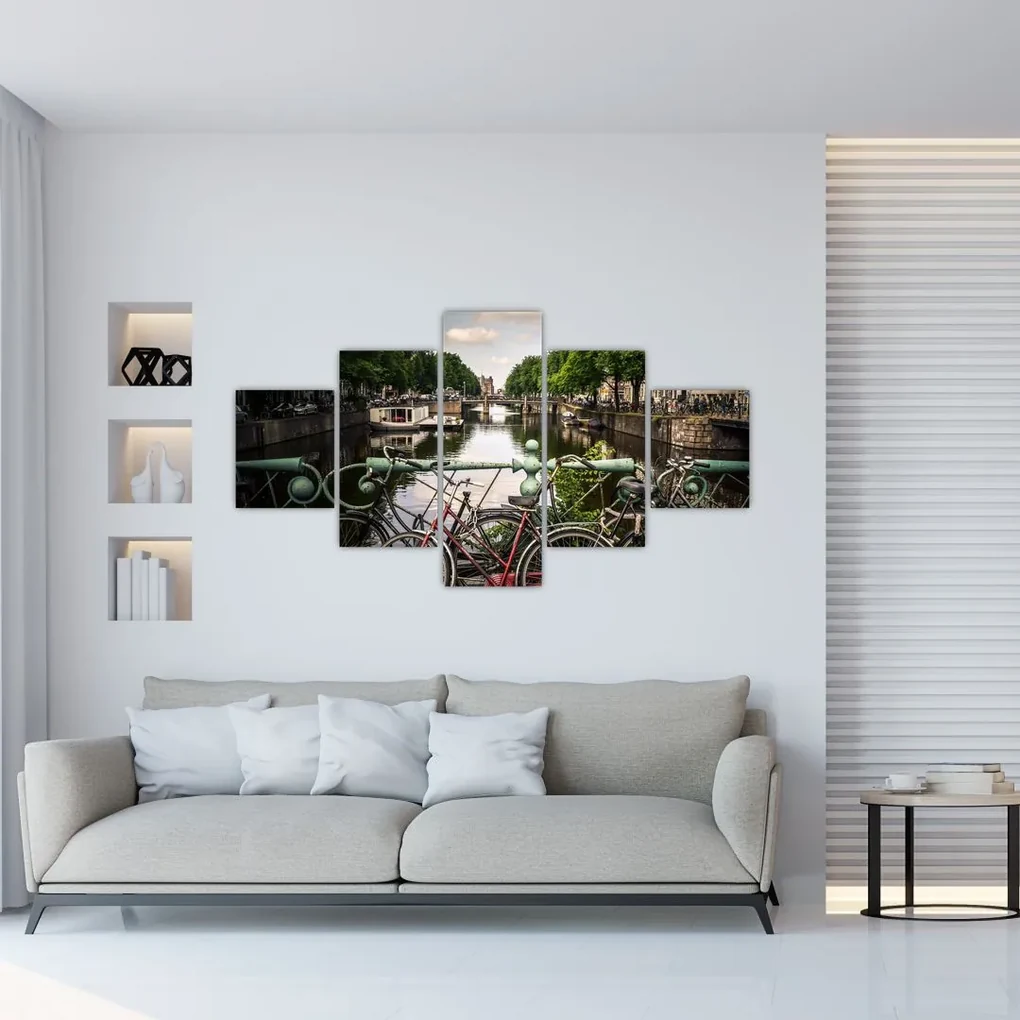 Tablou cu bicicleta în oraș (125x70 cm), în 40 de alte dimensiuni noi