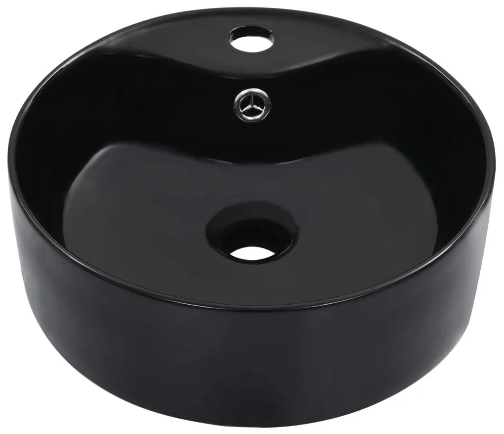 Chiuveta cu preaplin, negru, 36x13 cm, ceramica Negru