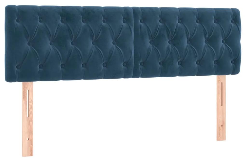 346352 vidaXL Tăblii de pat, 2 buc, albastru închis, 72x7x78/88 cm, catifea