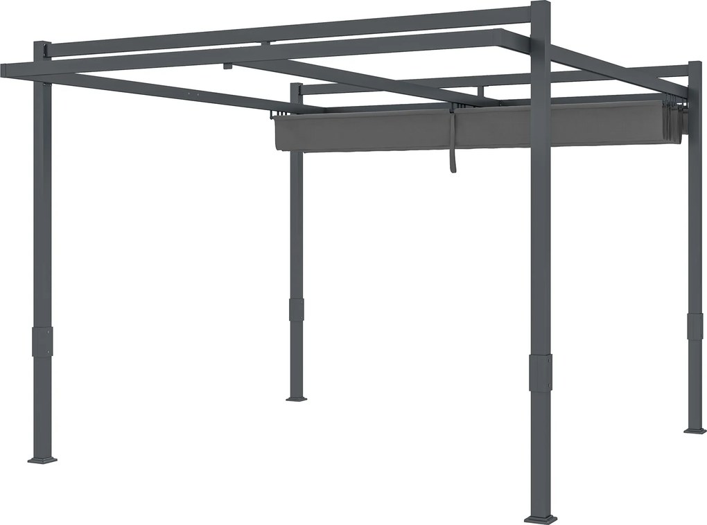 Outsunny Pergolă pavilion aprox. 3,5 x 3 m Aluminiu stabil, rezistent la iarnă, protecție solară cu acoperiș glisant reglabil, gri | Aosom Romania