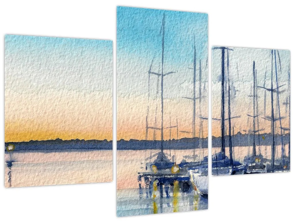 Tablou - Plimbare cu barca, aquarel (90x60 cm)