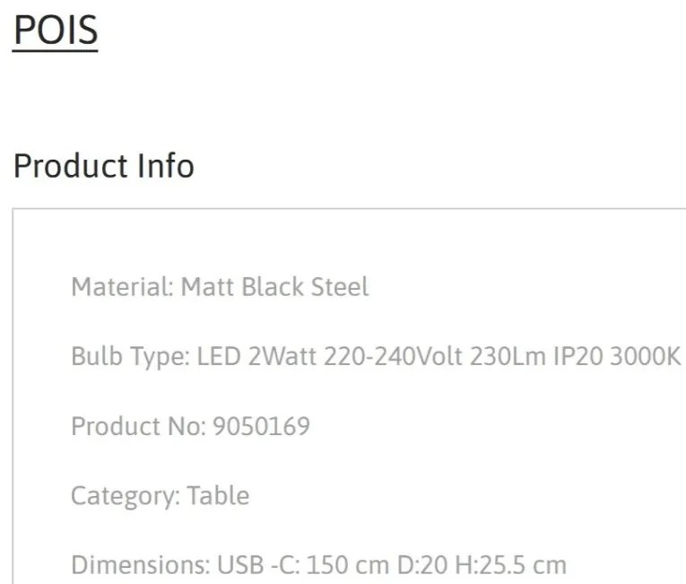 Veioza LED design decorativ POIS negru, NVL-9050169