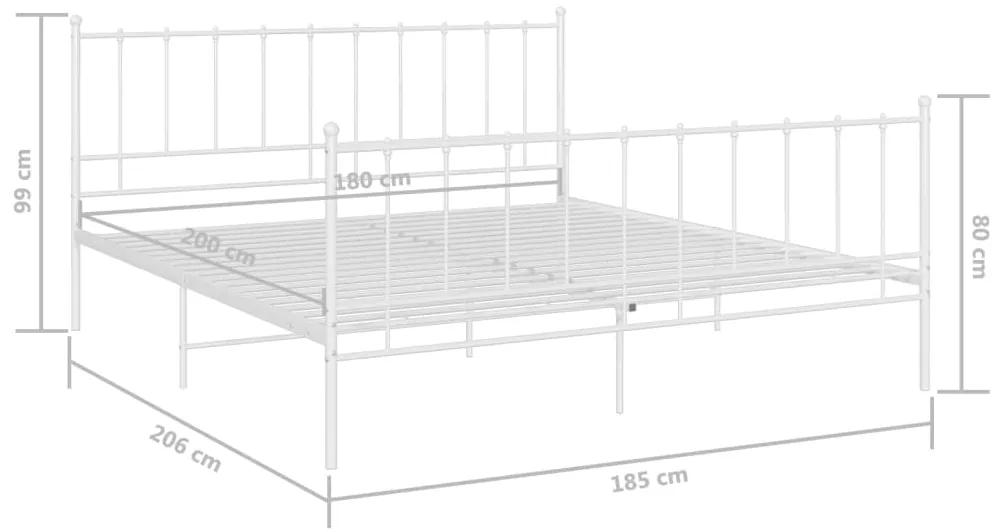 Cadru de pat, alb, 180x200 cm, metal Alb, 180 x 200 cm