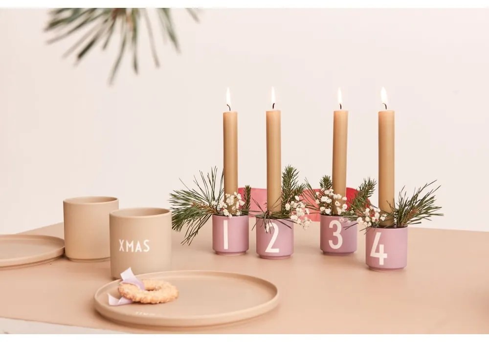 Set de 4 cești roz din imitație de porțelan Design Letters, 0,5 l