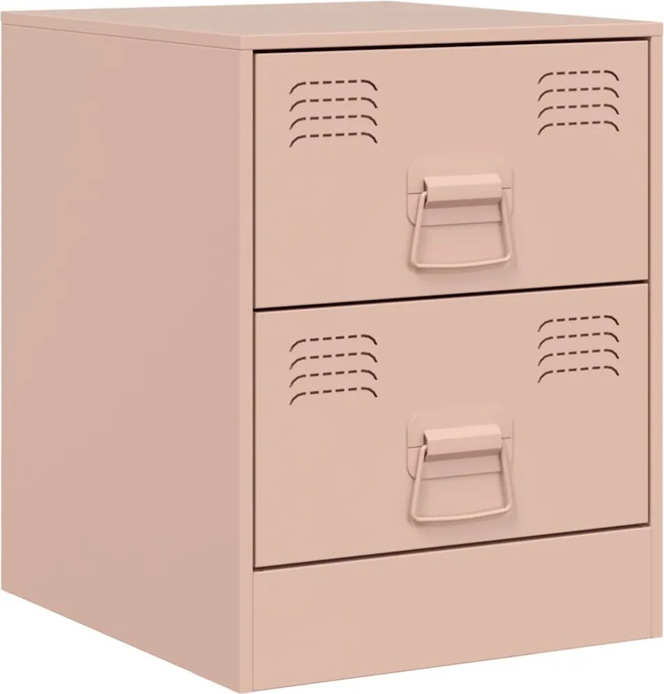 vidaXL Noptieră, roz, 34,5x39x44 cm, oțel