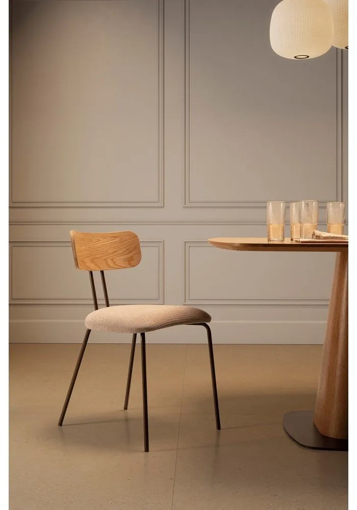 Scaun de dining bej/în culoare naturală tapițat Olimpia – MOME