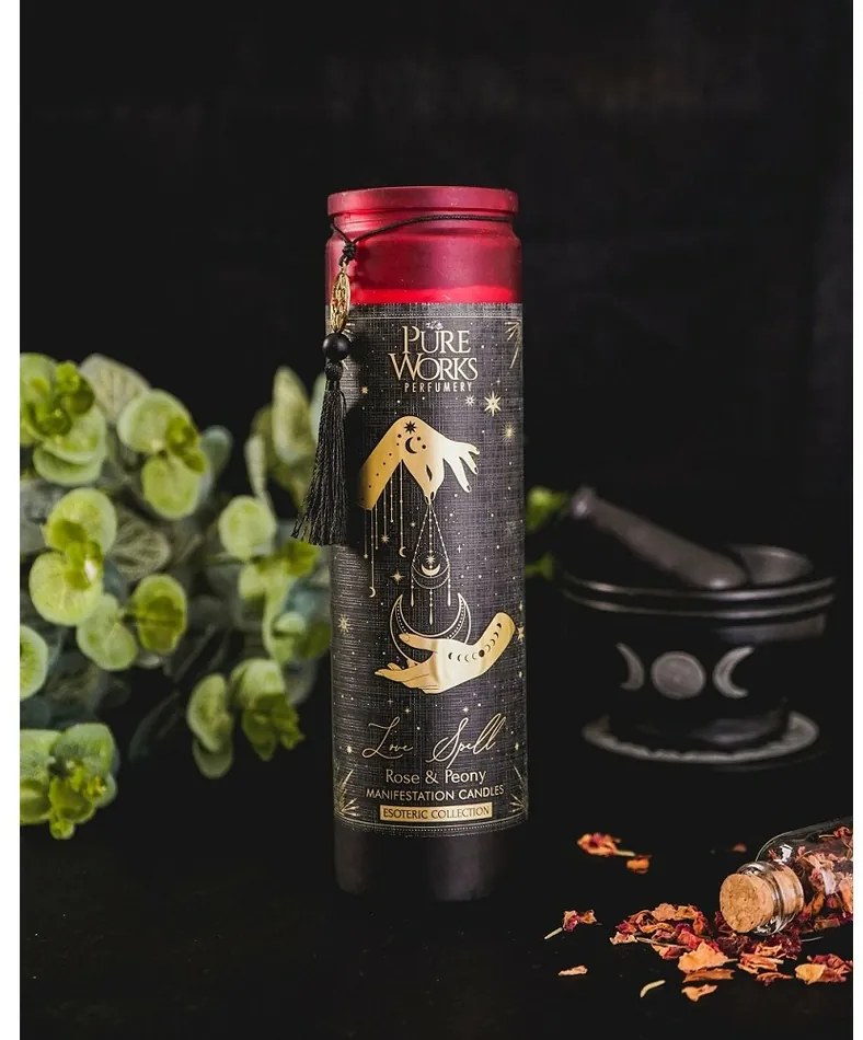 Arome Lumânare organică Rose&amp;Peony 300 gîntr-un pahar înalt colorat cu panglică