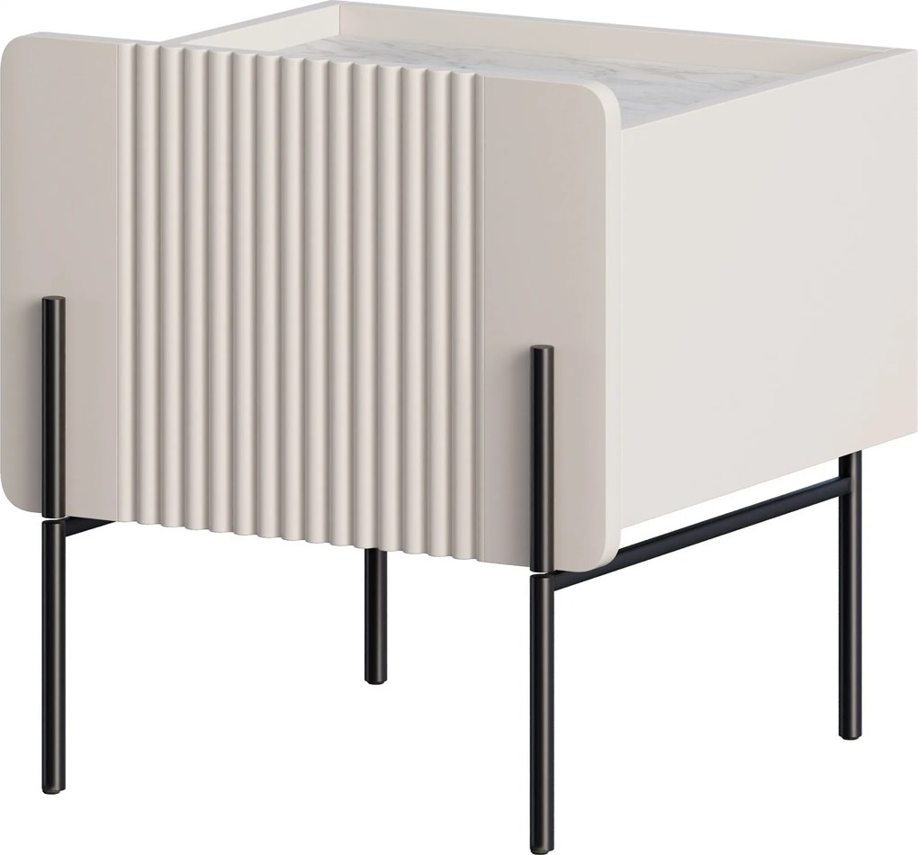 Noptieră Malmi 45 cm cu sertar - cașmir / alb crem / picioare negre