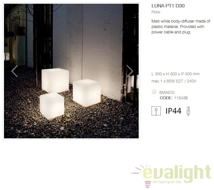 Corp iluminat decorativ exterior cu protectie IP44 LUNA PT1 D40 191584
