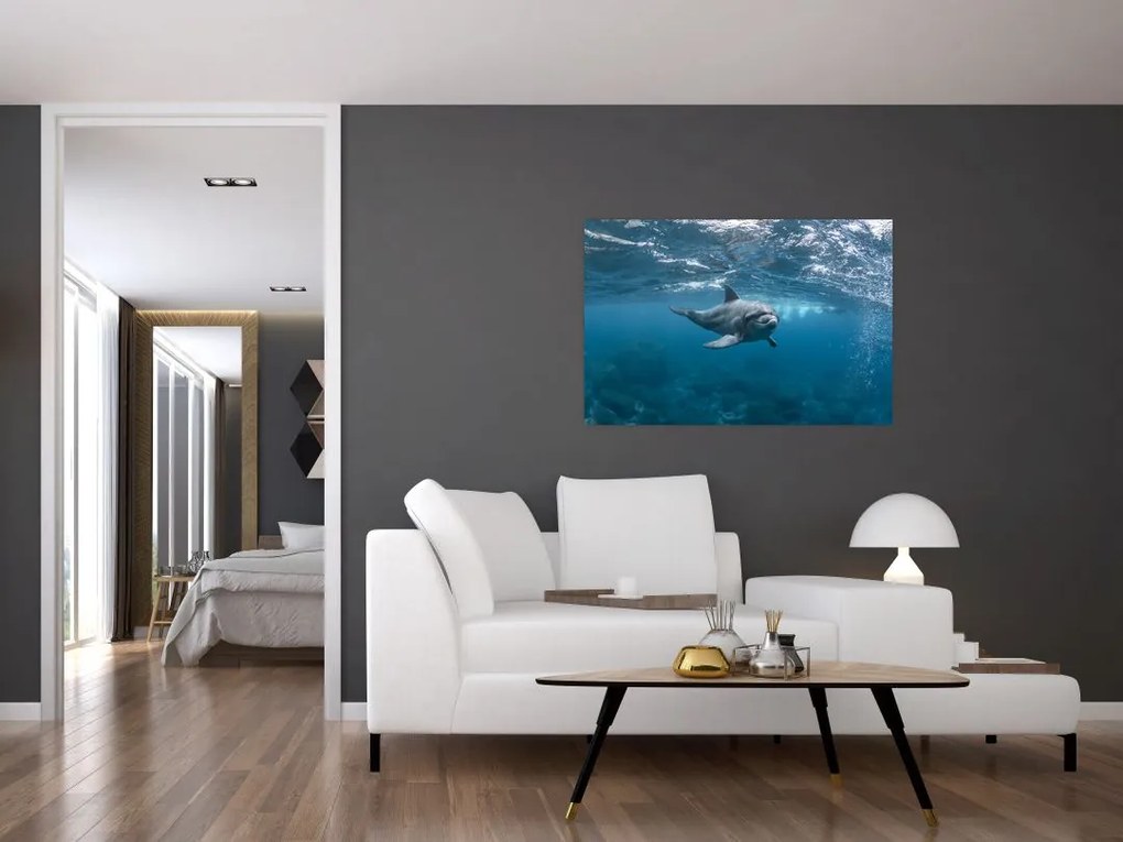 Tablou - Delfin sub apă (90x60 cm)