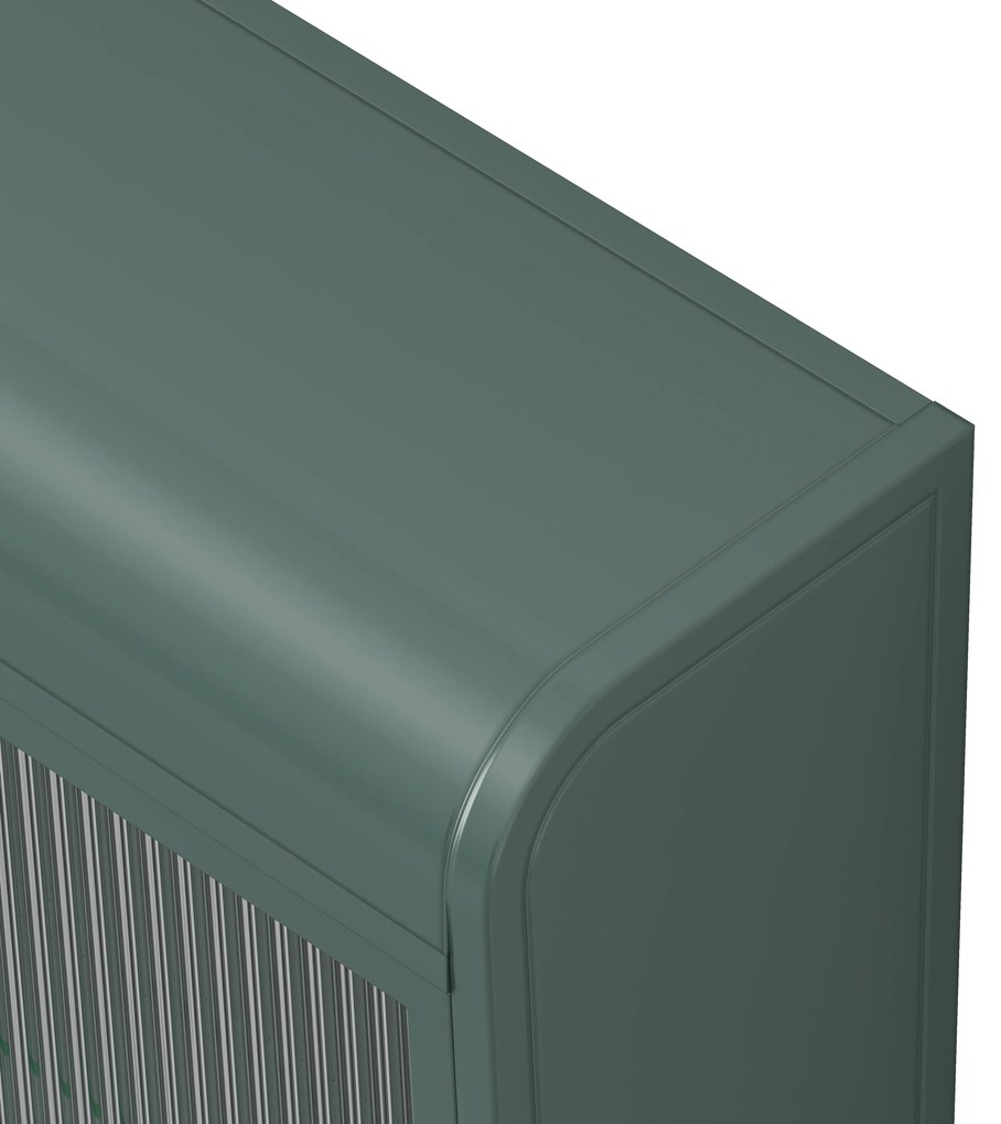 Dulap de Perete cu 3 Uși din Sticlă cu Design Curbat, Verde închis | Aosom Romania