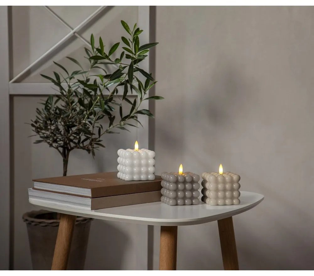 Lumânare LED din ceară albă Star Trading Flamme Dot, înălțime 9,5 cm