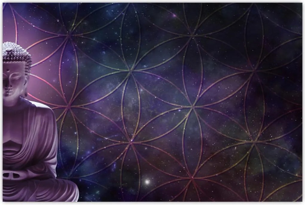 Tablou - Buddha cu florile vieții (90x60 cm)