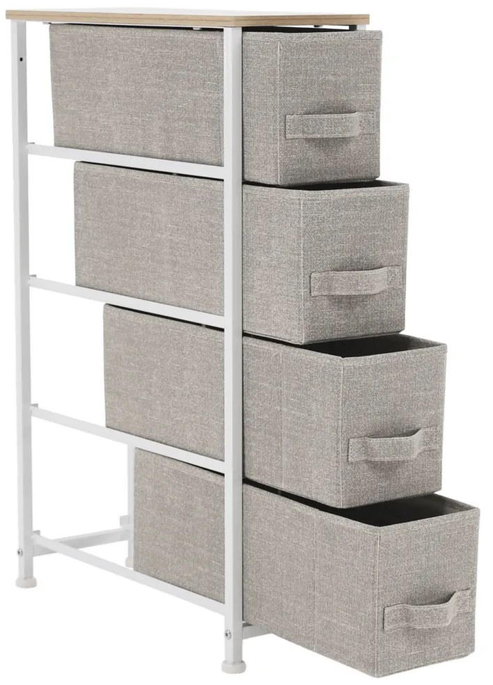 Comodă cu sertare din material textil OFELIA, albă