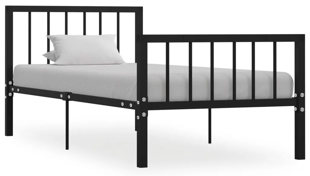 vidaXL Cadru de pat, negru, 90 x 200 cm, metal
