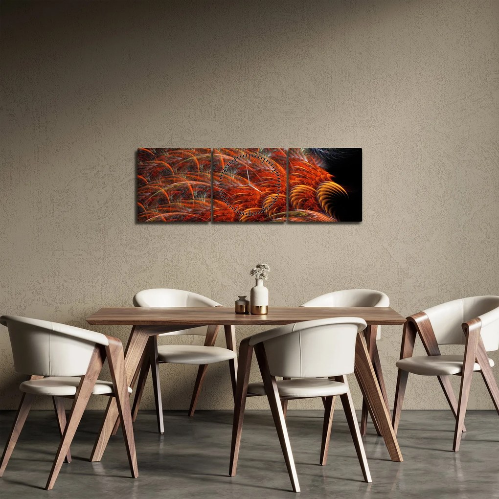 Tablou - Pene de imitație abstractă (cu ceas) (90x30 cm)
