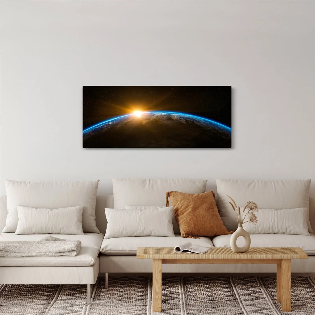 Tablou - Planeta Pământ și univers (120x50 cm)