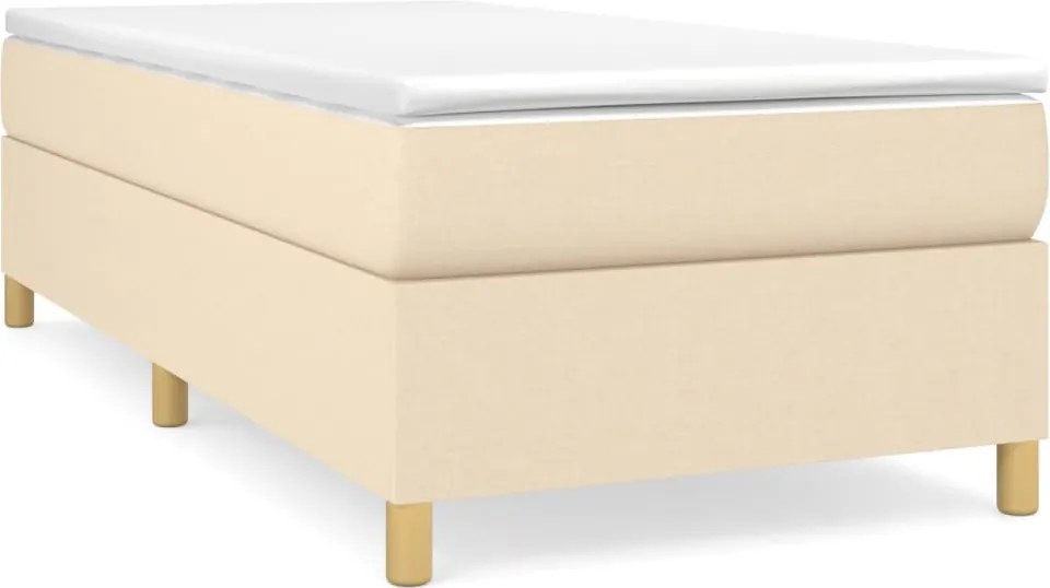 vidaXL Pat box spring cu saltea, crem, 90x190 cm, textil