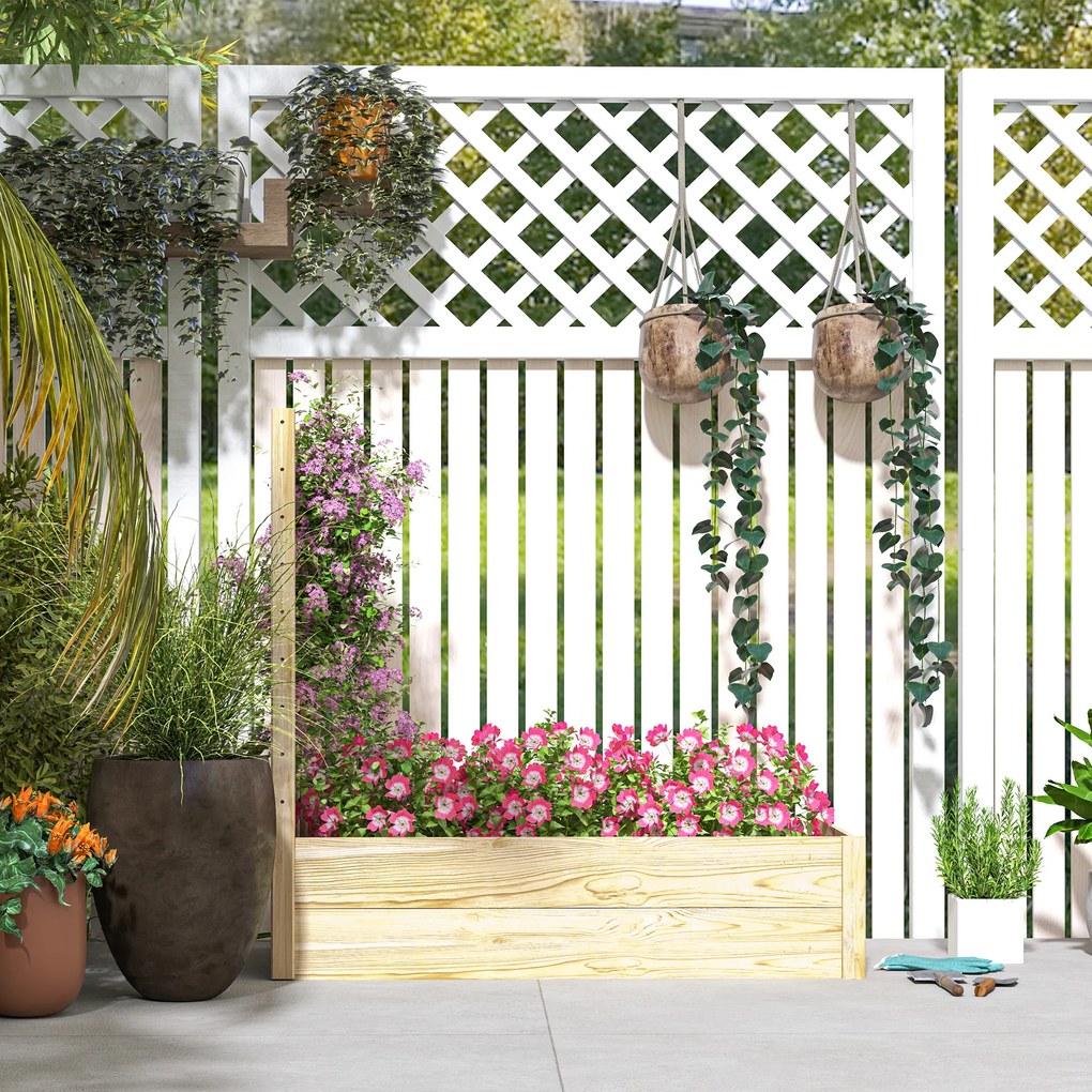 Outsunny Strat pentru Grădină Înălțat cu Fund Deschis, 115x60x110 cm, Lemn Natural | Aosom Romania