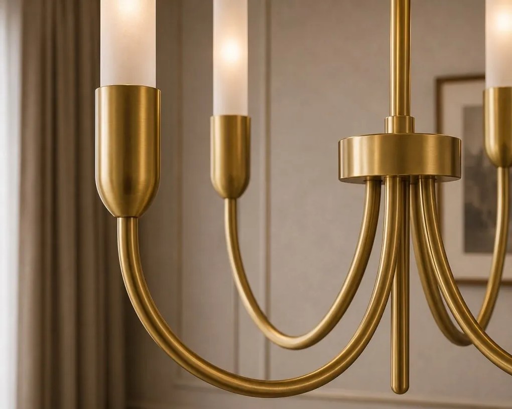 Candelabru cu 5 brate AUGUSTINE alama/alb