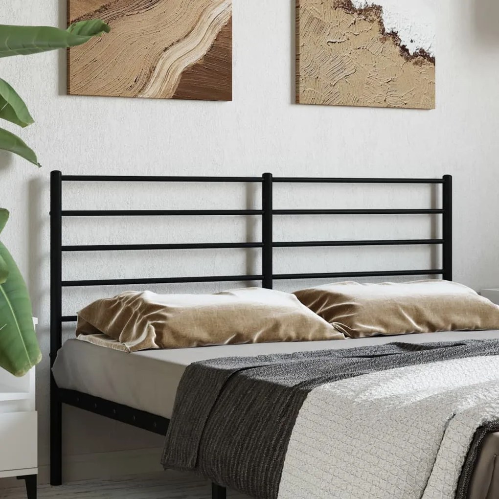 vidaXL Tăblie de pat metalică, negru, 160 cm