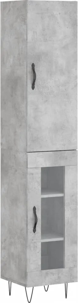 vidaXL Dulap înalt, gri beton, 34,5x34x180 cm, lemn prelucrat