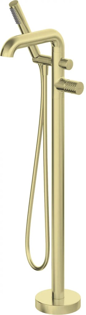 Baterie pentru cada freestanding, auriu periat, cu set de dus, Deante Silia Hexa Auriu