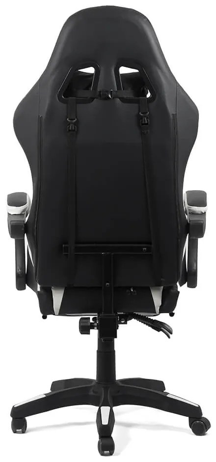 Scaun gaming din piele ecologică cu suport pentru picioare OFF 299 alb cu negru