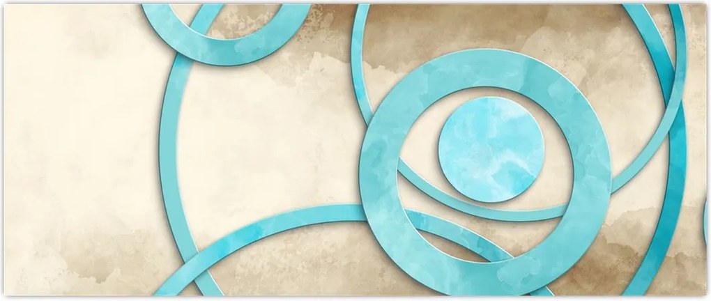 Tablou - Cercuri albastre acvarelă (120x50 cm)