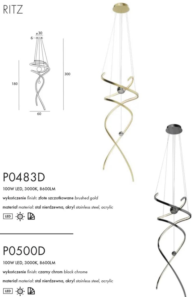 Lustra LED XL dimabila suspendata Ritz black chrome