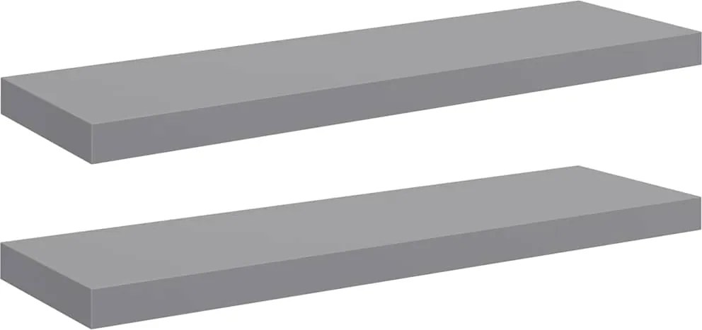 vidaXL Rafturi de perete suspendate, 2 buc., gri, 80x23,5x3,8 cm, MDF