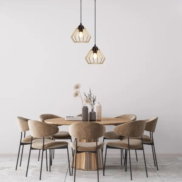 Lustră pe cablu CEED GOLD 2xE27/60W/230V d. 28 cm negru/auriu