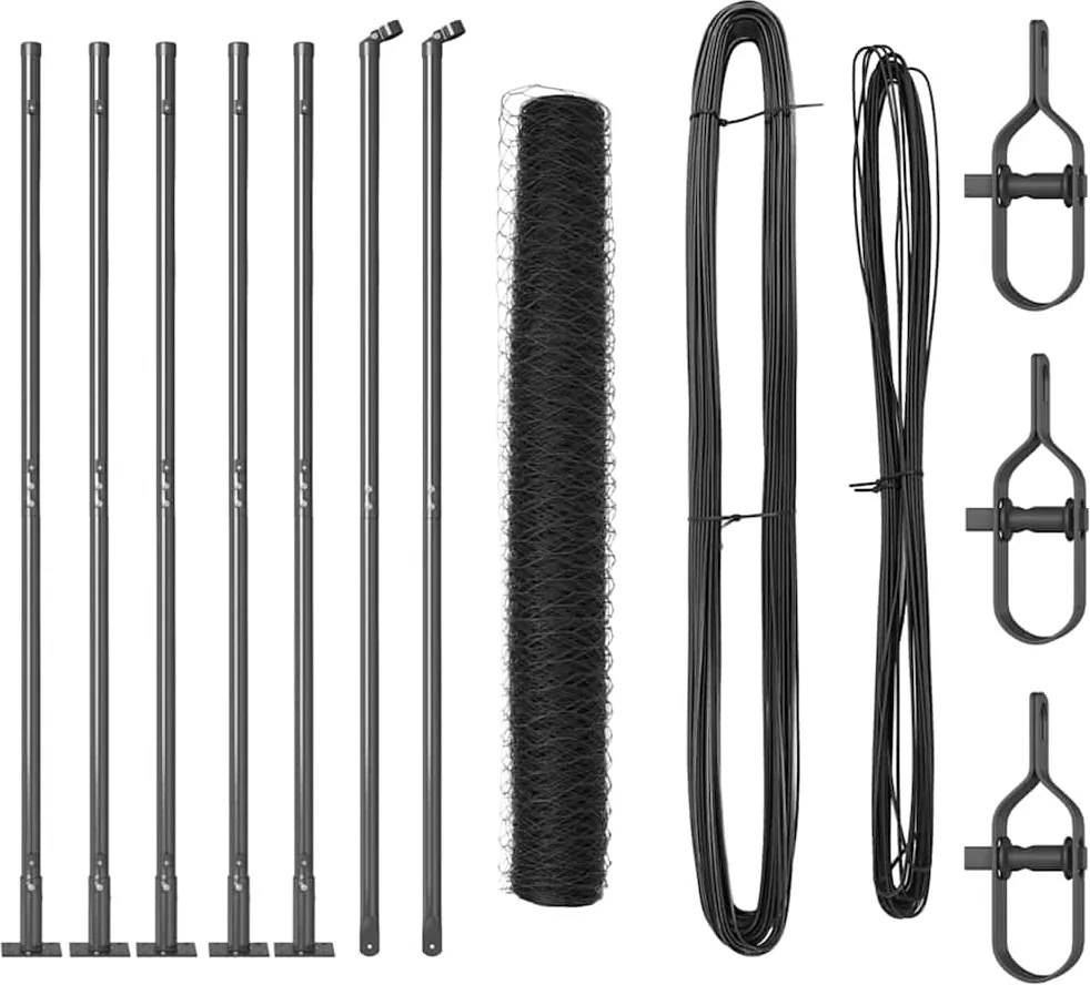 vidaXL Stâlp de gard. Gri 10 x 0,8 m (plasă de 50 mm) Oțel și PVC