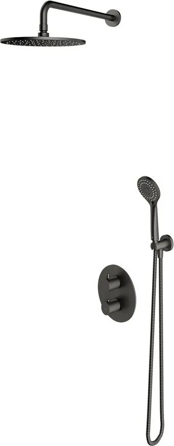 Sistem de dus incastrat Omnires Y cu baterie termostatata finisaj grafit periat