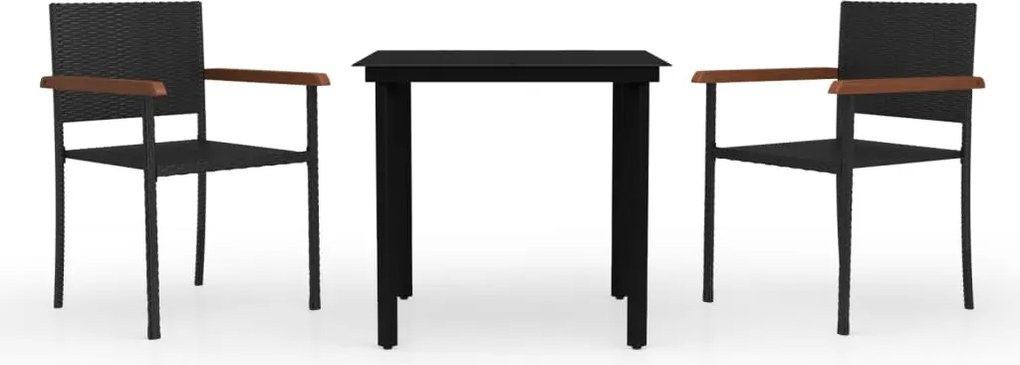 vidaXL Set mobilier de grădină, 3 piese, negru