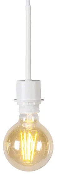 Lampă pendantă rustică albă cu abajur din bumbac gri deschis 50 cm - Combi